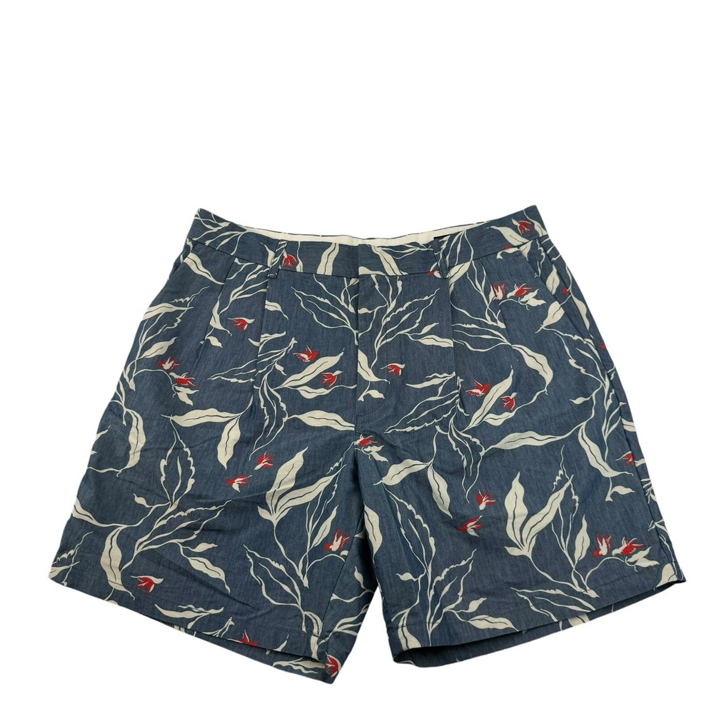 Rag & Bone Cotton Nylon Pleated Blue Bird‎ AOP Mens Short Size 33